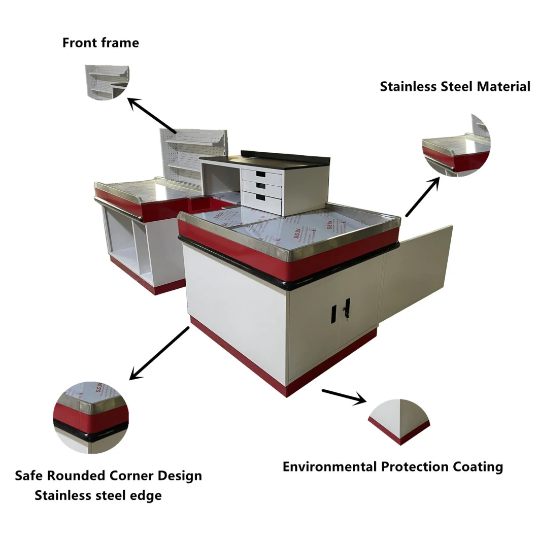 Salon Supermarket Cashier Desk Checkout Counter Without Conveyor Belt