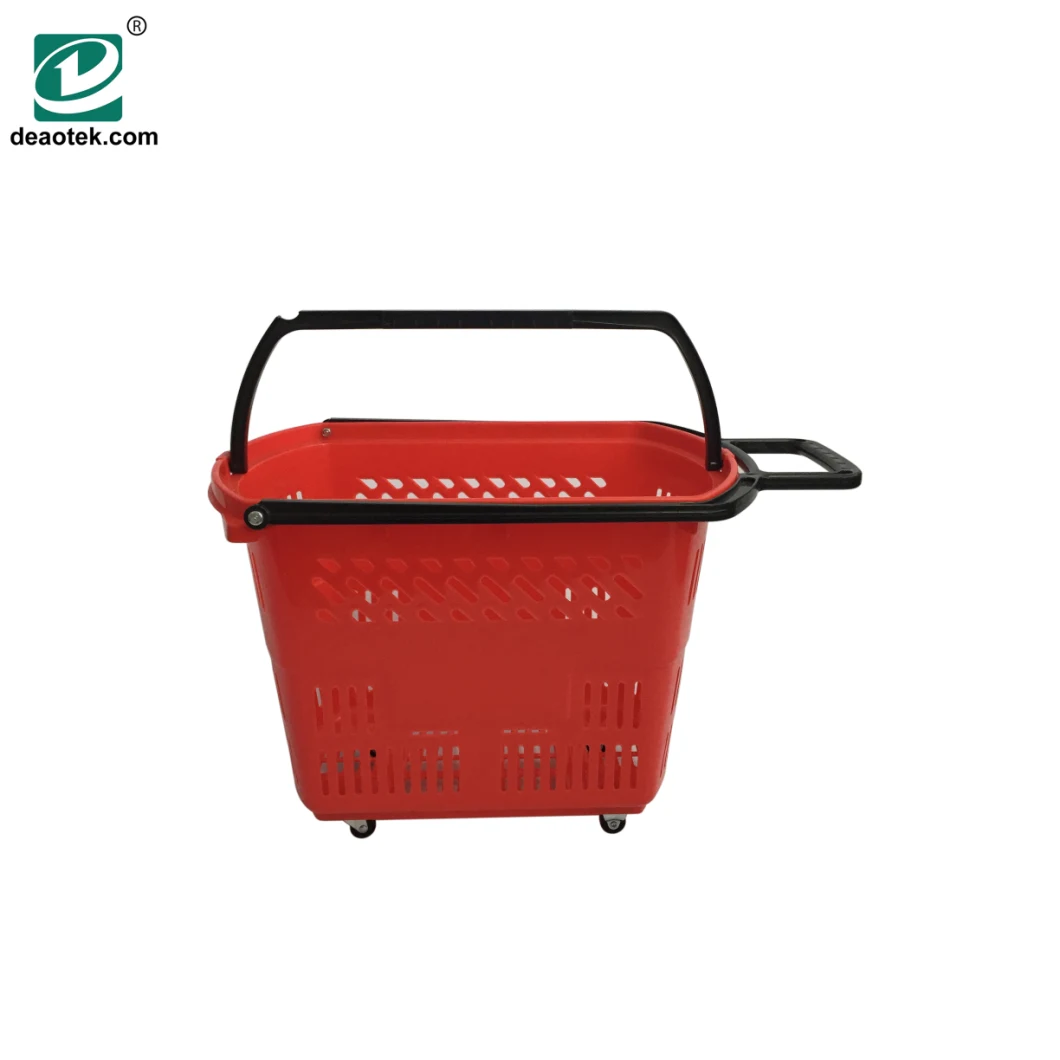 Plastic Supermarket Baskets with Wheels/Shopping Trolley for Elderly