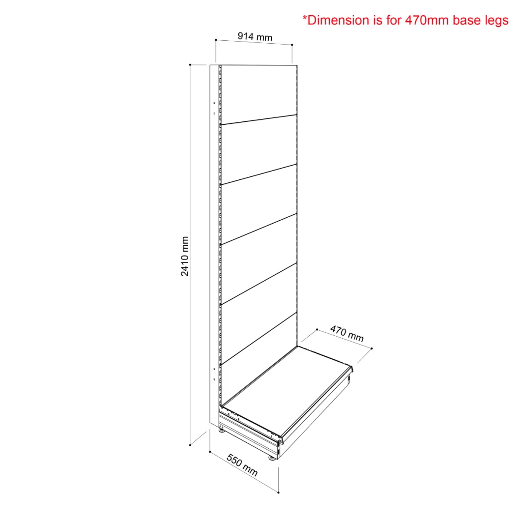 2400h Single-Sided Gondola Shelving Bay with Slatwall Back Panels