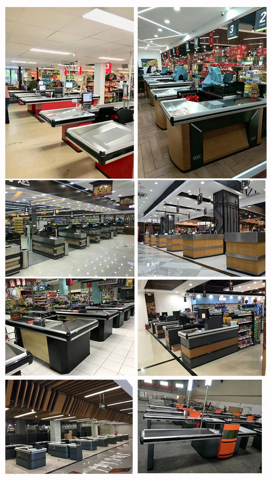 Supermarket Retail Store Electric Motor Conveyor Belt Cashier Checkout Counter