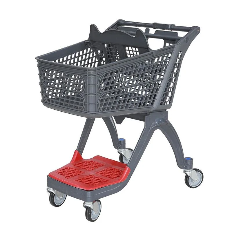 Factory Supplier Provide Hand Push Cart Supermarket Plastic Shopping Trolley