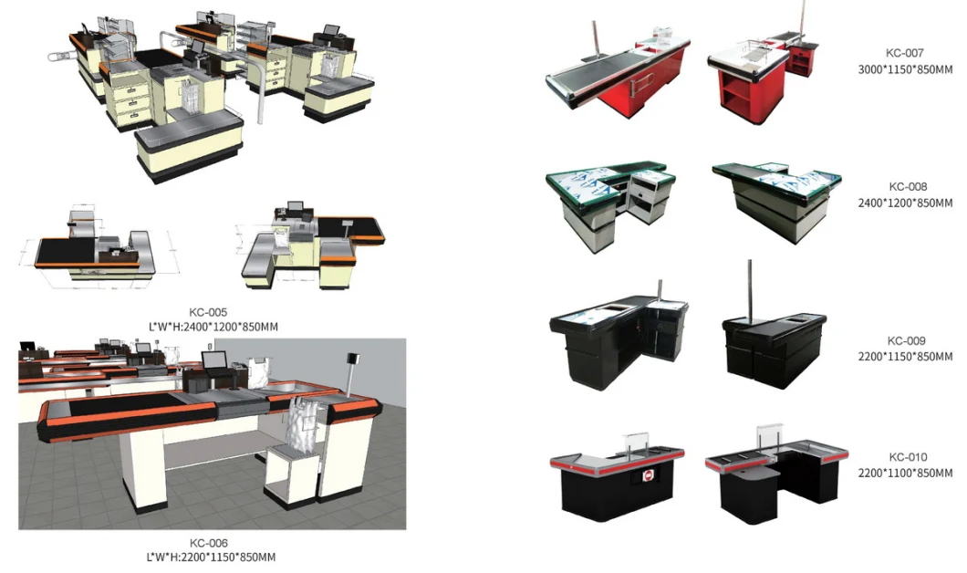 Supermarket Retail Store Electric Motor Conveyor Belt Cashier Checkout Counter