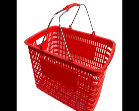 Carrello per la spesa con display per negozio al dettaglio all'ingrosso Carrello per la spesa in plastica per supermercato di generi alimentari tenuto in mano